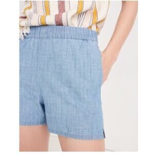 Madewell Shorts Women's Small Chambray Pull-On Blue High Rise Pockets
